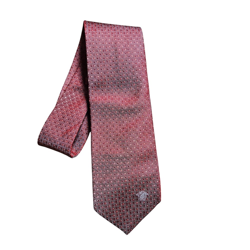 Versace Mens Silk Medusa Logo Geometric Tie Necktie Italy Stealth Wealth Luxury